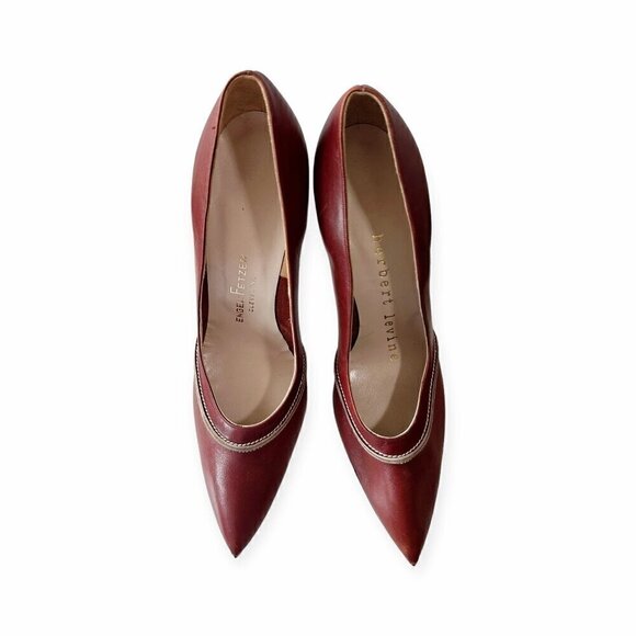 Vintage Herbert Levine Pumps with butted seam,  Size 8AA, Brown leather, 50-60s - Picture 3 of 13